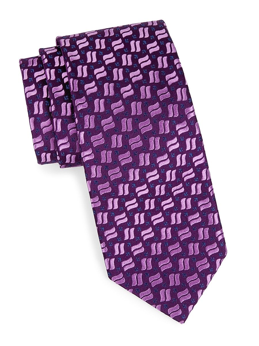 Men's Neat Multi-Stripe Silk Tie - Navy Lavendar
