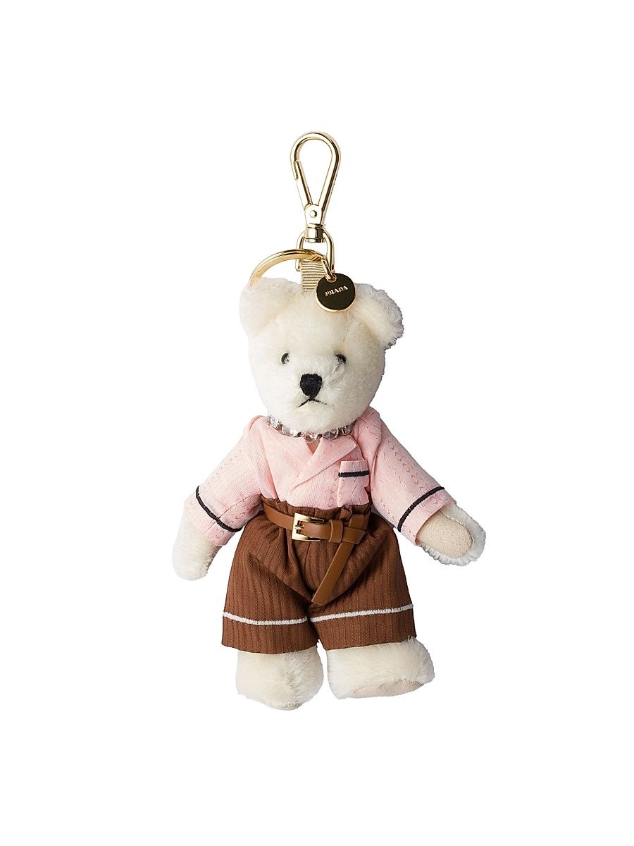 Women's Teddy Bear Keychain Charm - White
