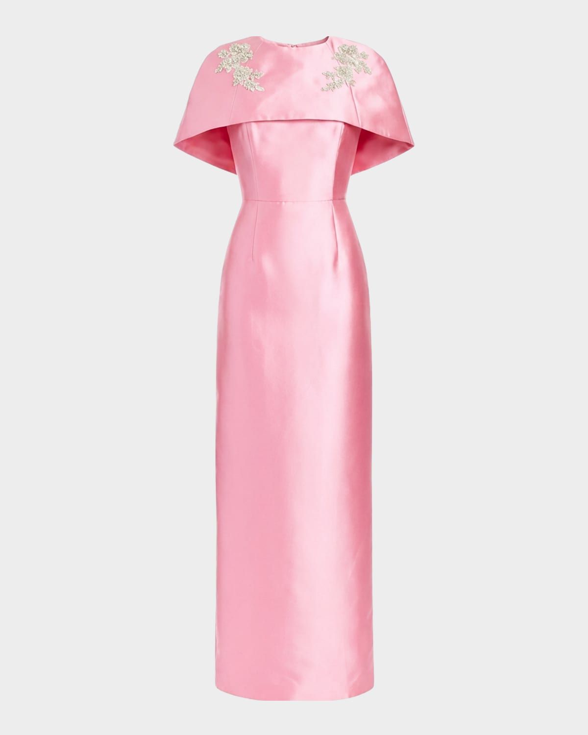 Eve Embellished Capelet Silk Twill Gown