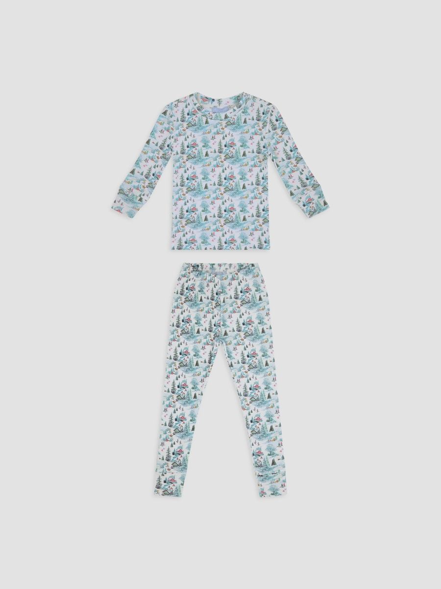 Hill House Home Girl's Little Girl's & Girl's The Tiny Sully Pajama Set - Zermatt Toile, Wintermint - Size 8