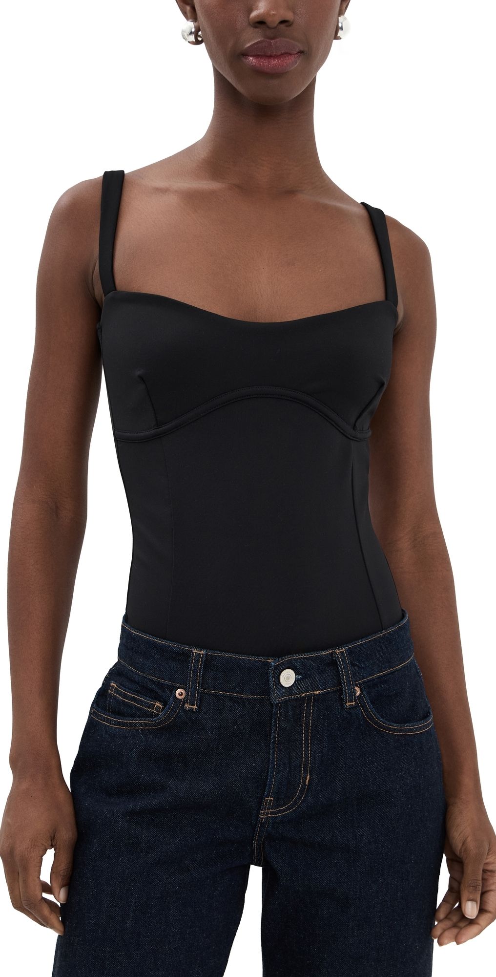 Good American Sweetheart Sculpting Tank Thong Bodysuit White001 XS