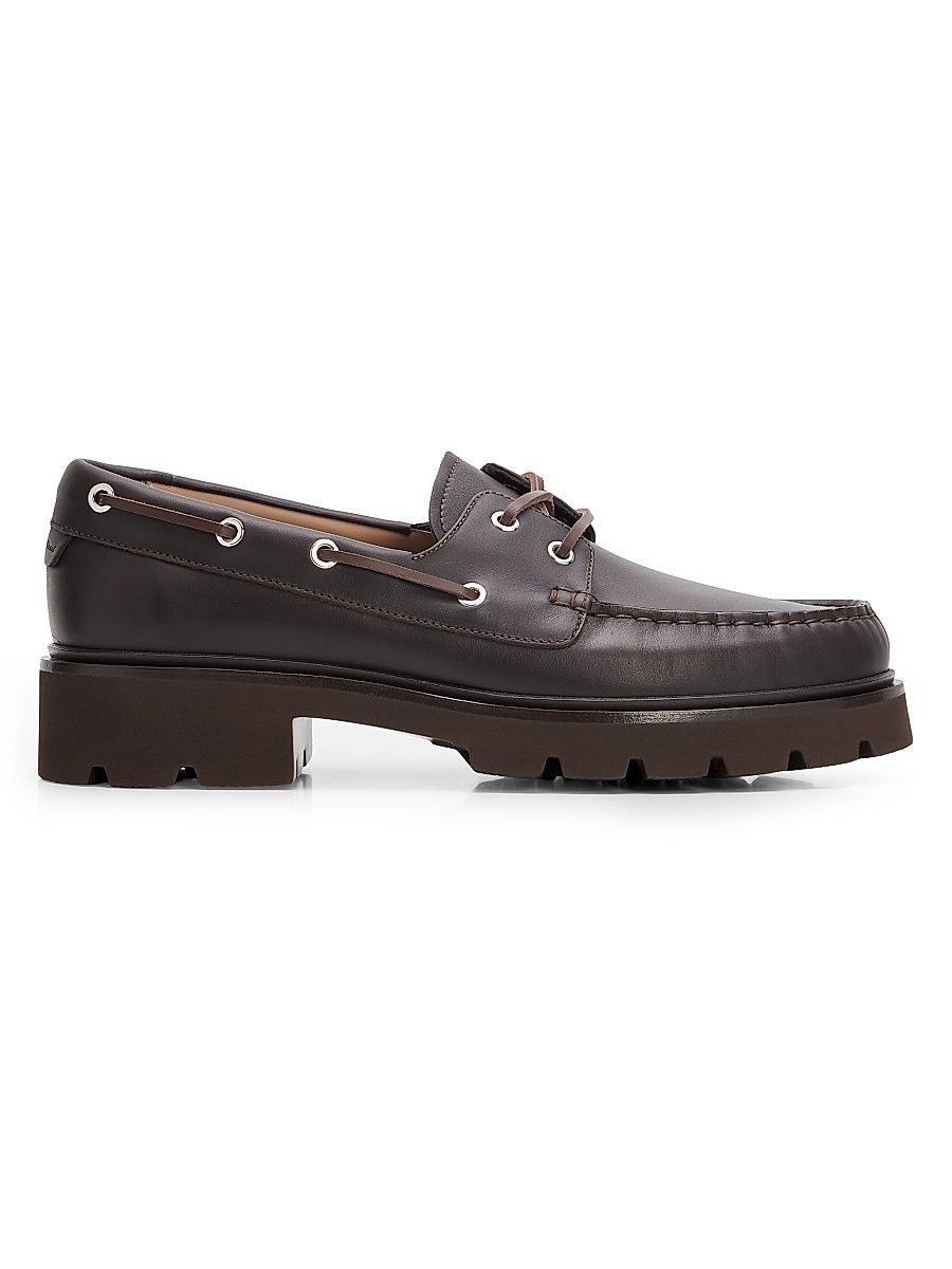 Men's Leather Boat Shoes - Moka - Size 13