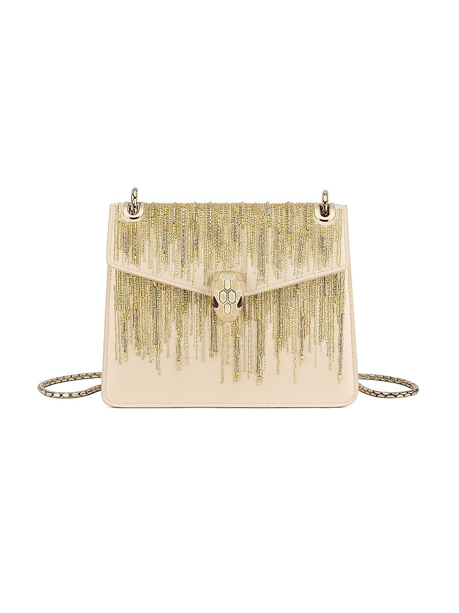 Women's Serpenti Forever Embellished Leather Shoulder Bag - Ivory Opal Light Gold