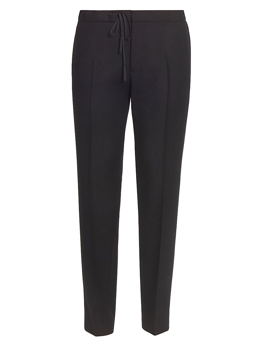 Women's Drawstring Wool Flannel Pants - Black - Size 8