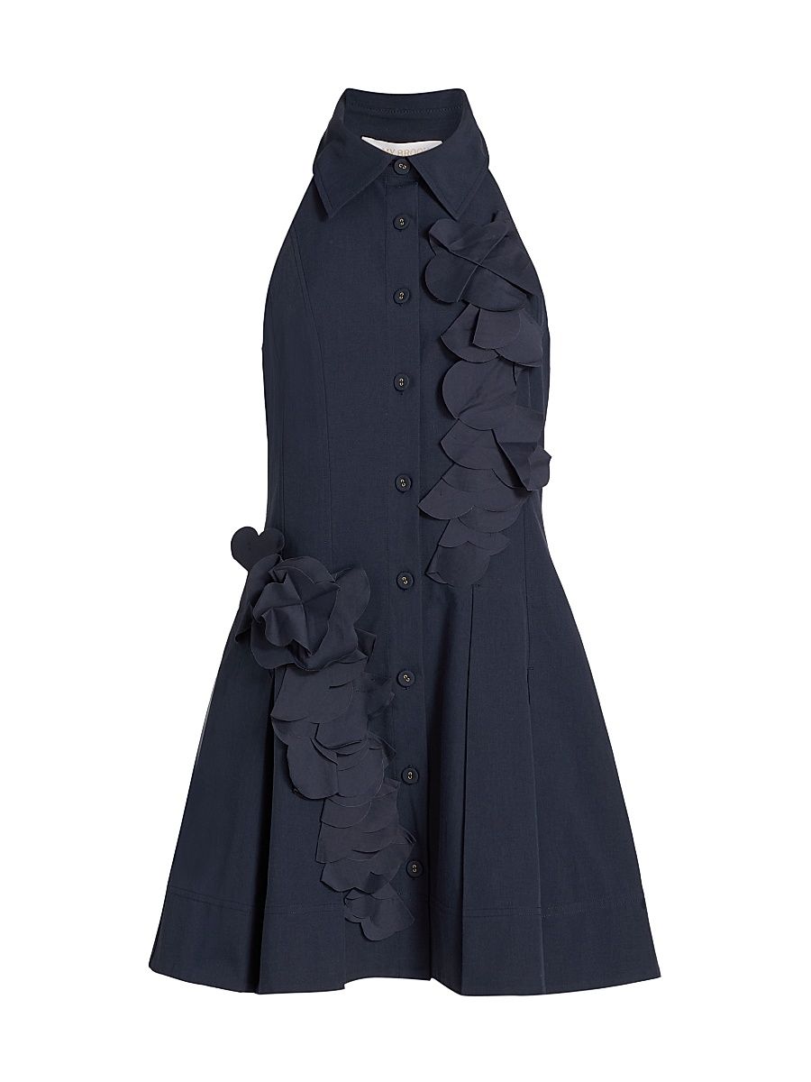 Women's Donna Cotton-Blend Mini-Shirtdress - Navy - Size 14