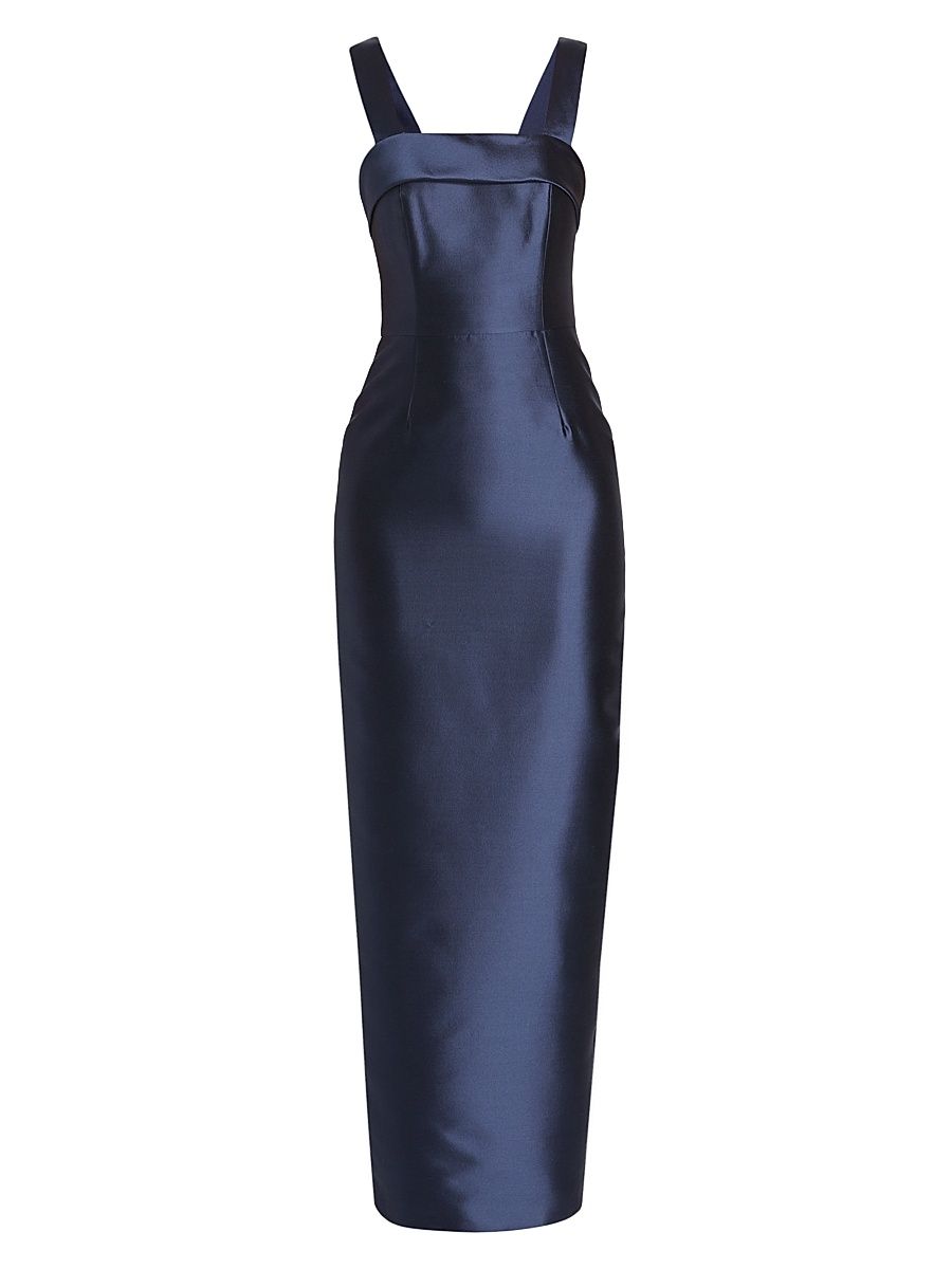 Women's Brigitte Bow-Embellished Column Gown - Navy - Size 12