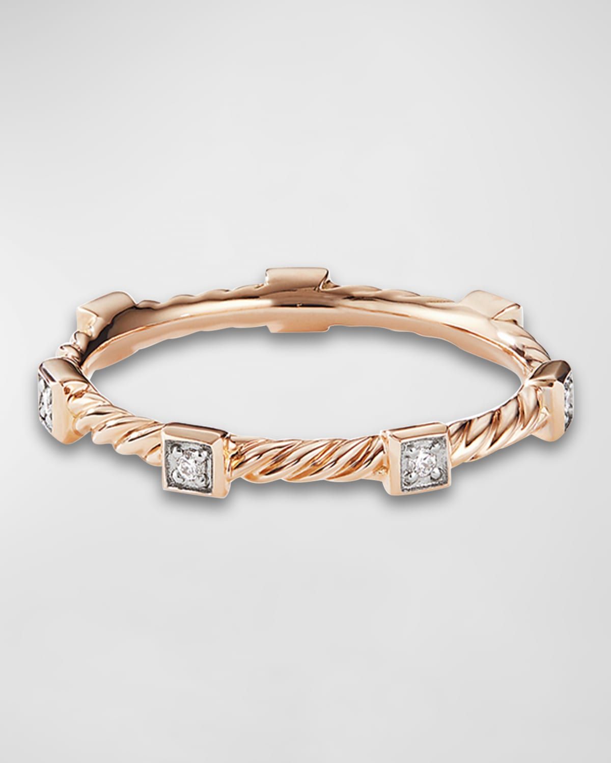 Cable Collectibles Stack Ring with Diamonds in 18K Gold
