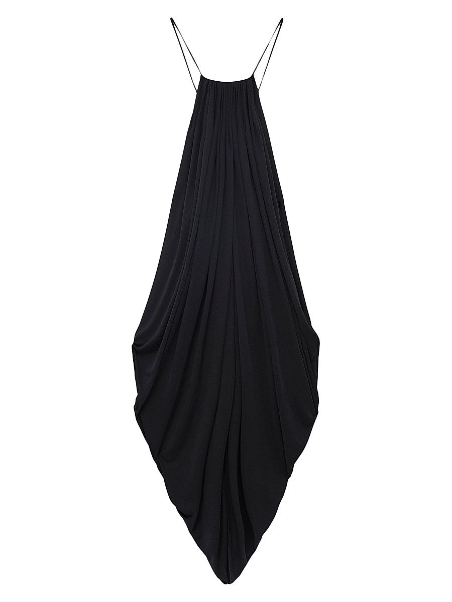 Women's Draped Silk-Blend Maxi Dress - Black - Size 4
