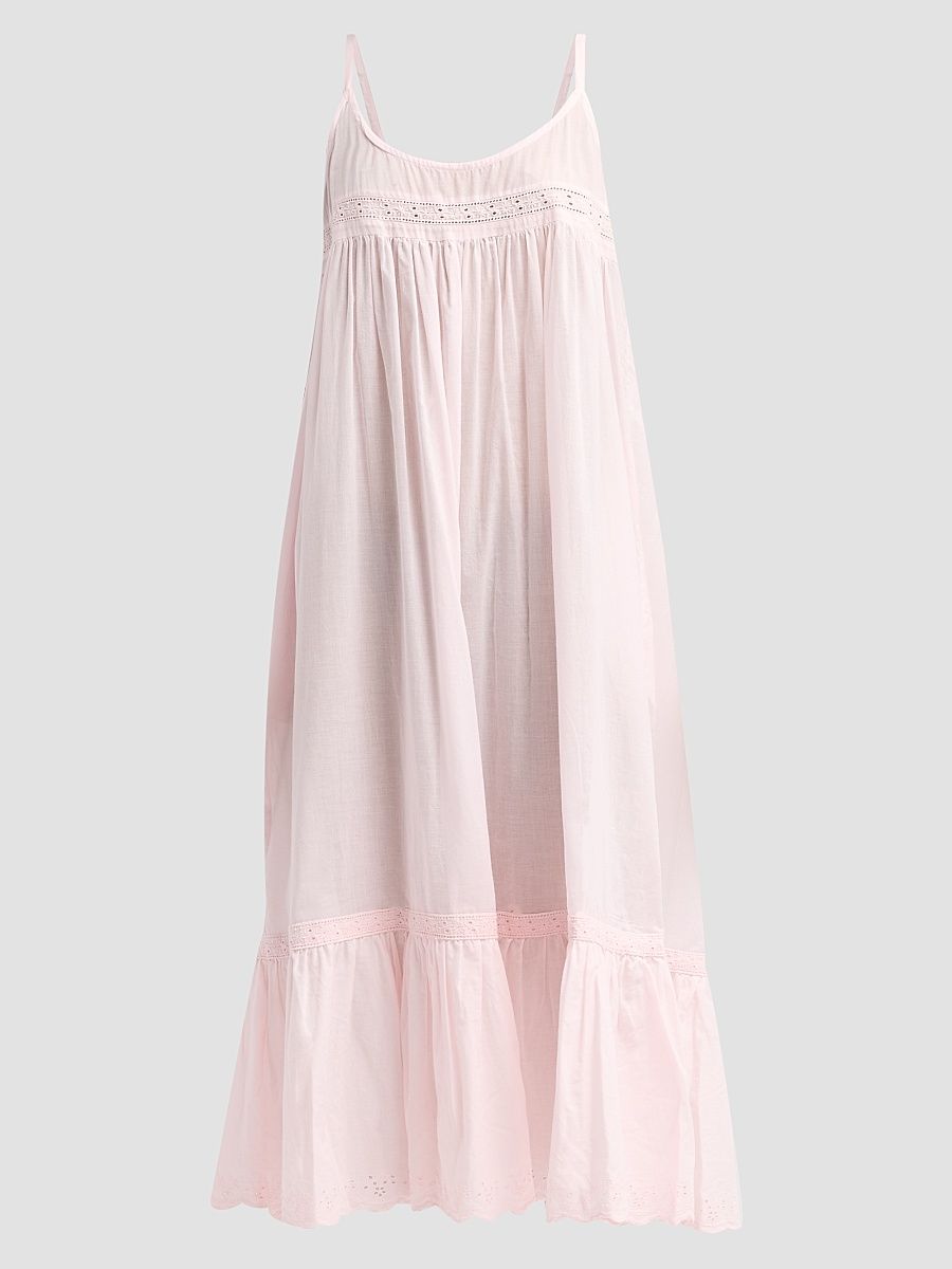 Women's Millie Eyelet-Embroidered Cotton Shift Nightie - Pink Rose - Size XL