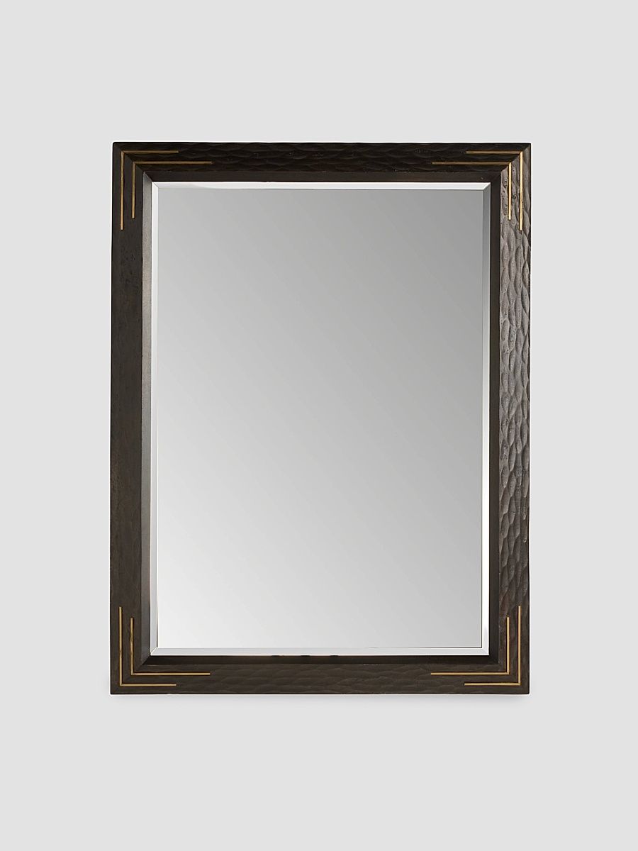 Moses Mango Wood & Antique Brass Rectangular Mirror - Brown