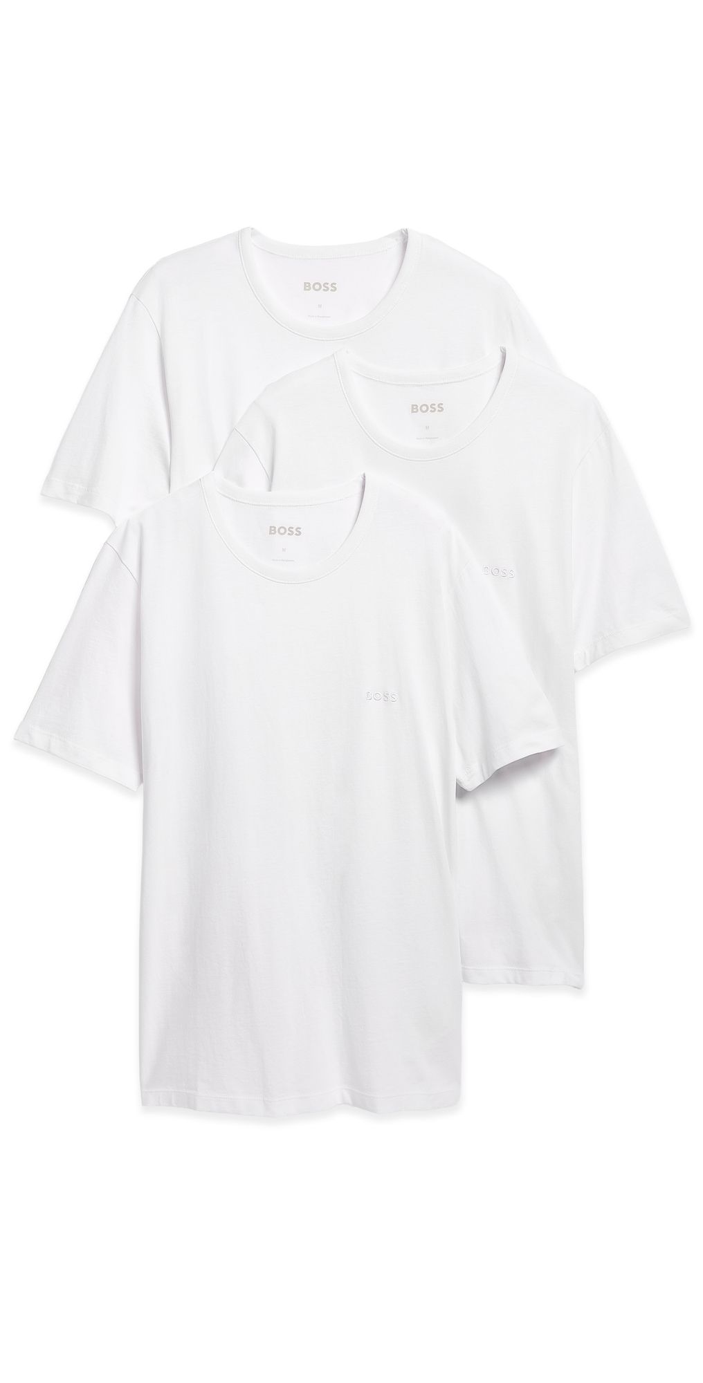 BOSS Logo Embroidered Cotton Tee 3 Pack White L