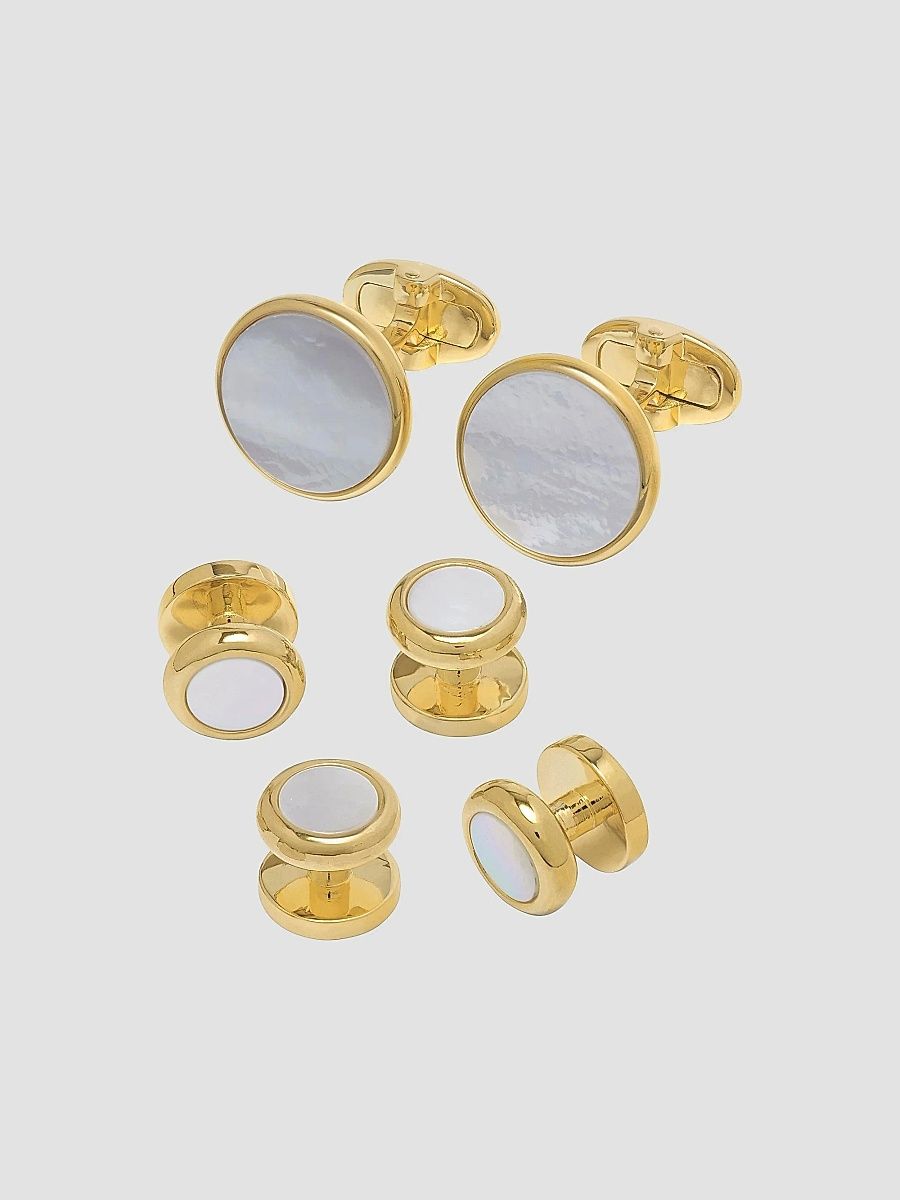Jan Leslie Men's Sterling Silver & Onyx Cufflinks Set - Onyx Gold