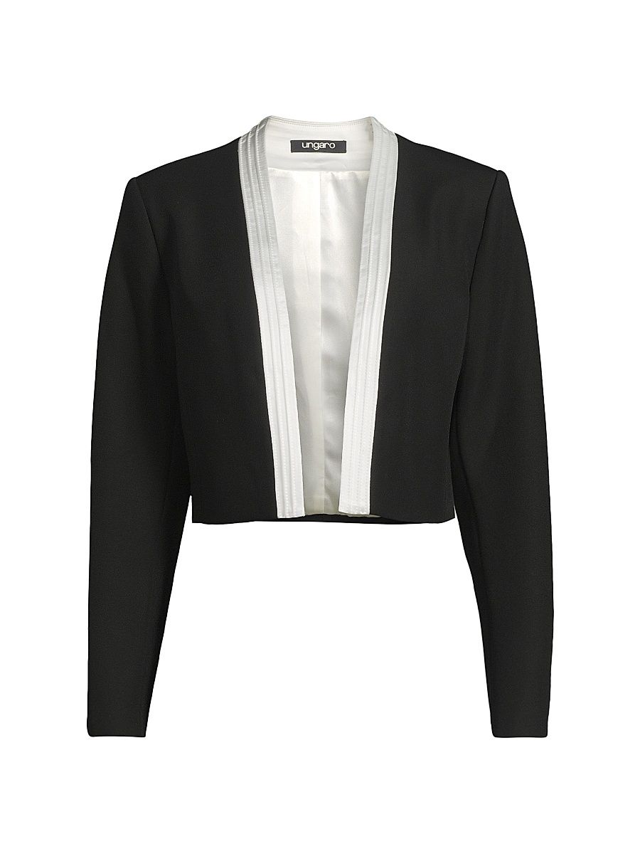 Women's Eve Crop Tuxedo Jacket - Black Ivory - Size XL