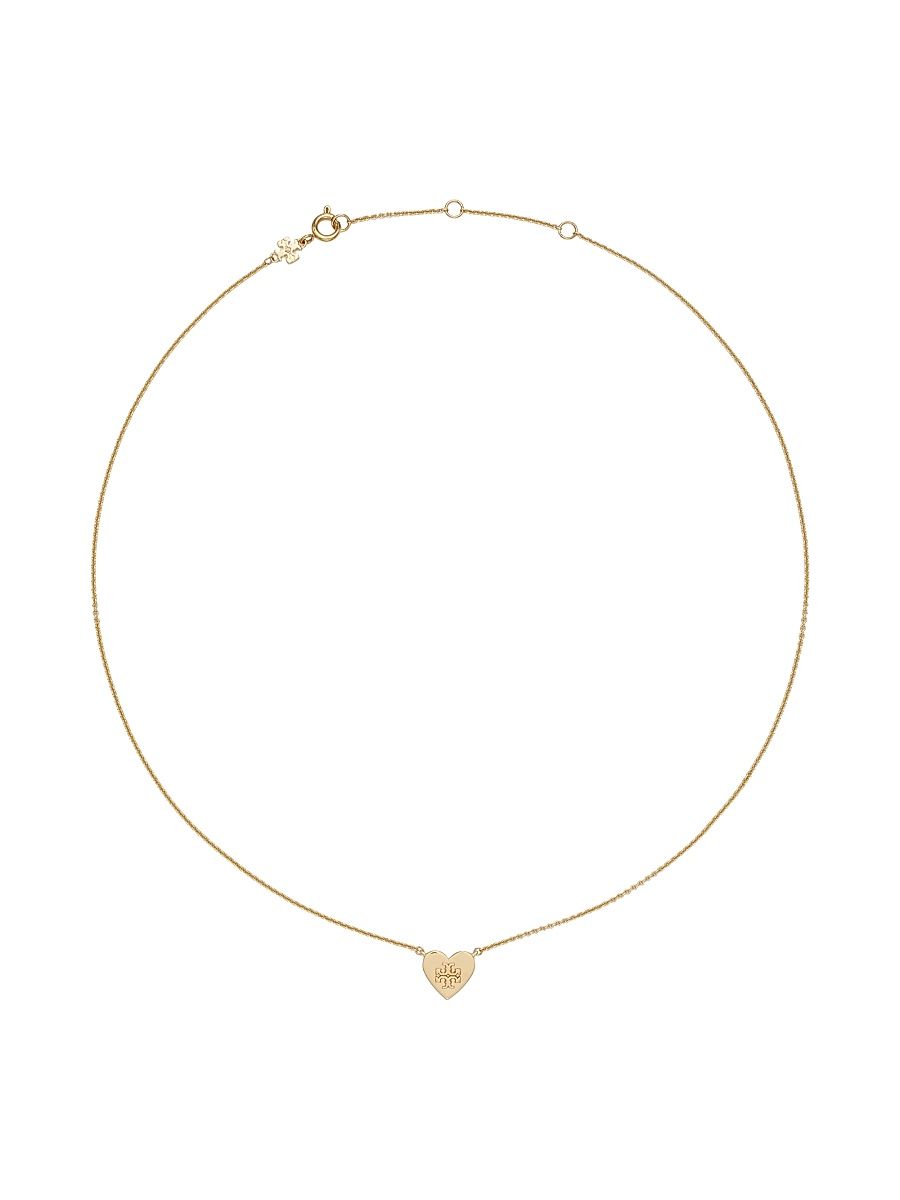 Women's Kira Goldtone Logo Heart Pendant Necklace - Tory Gold
