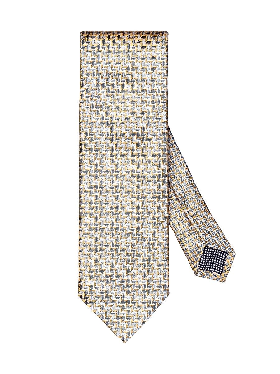 Men's Geometric Woven Silk Tie - Yellow