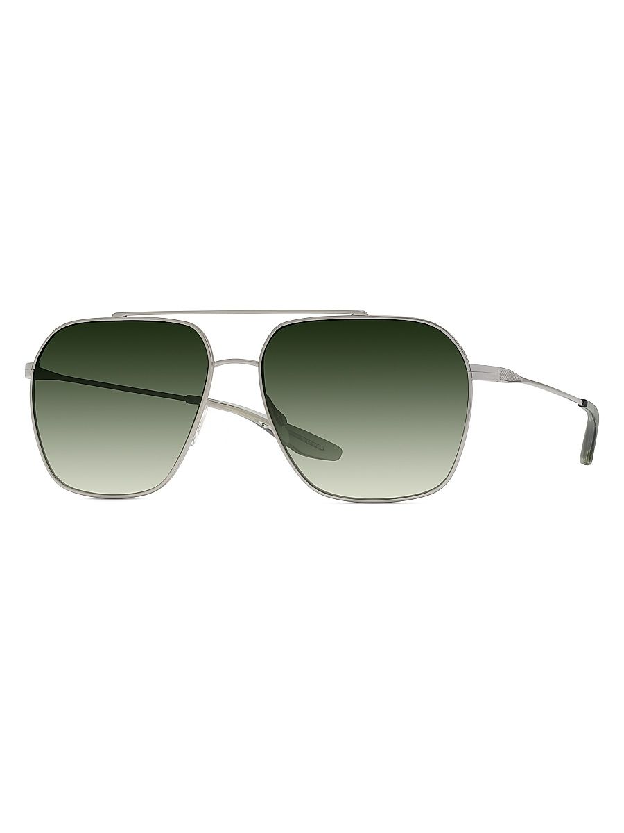 Men's Rizzo 60MM Titanium Aviator Sunglasses - Platinum Green