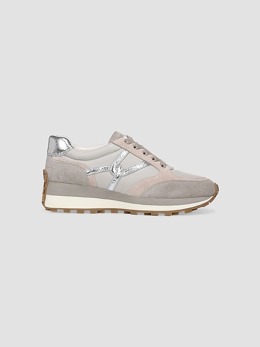 Women's Valentina Leather Low-Top Sneakers - Grey Multi - Size 9