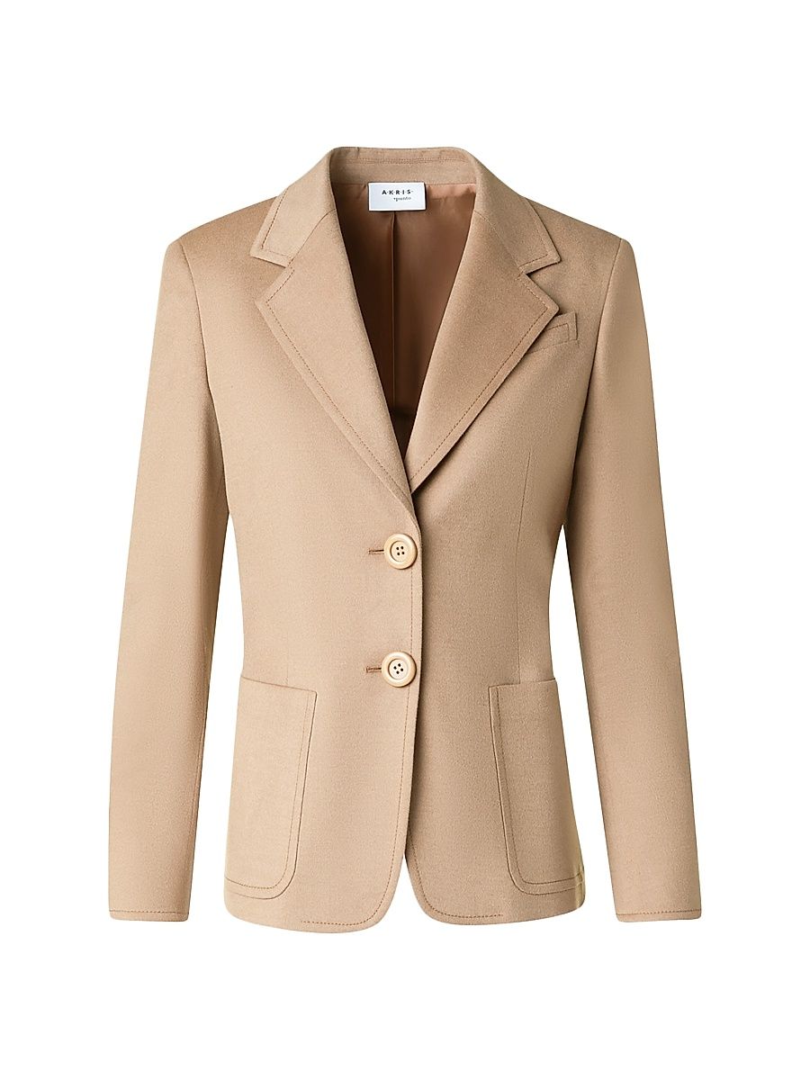 Women's Wool-Cashmere Two-Button Blazer - Camel - Size 10