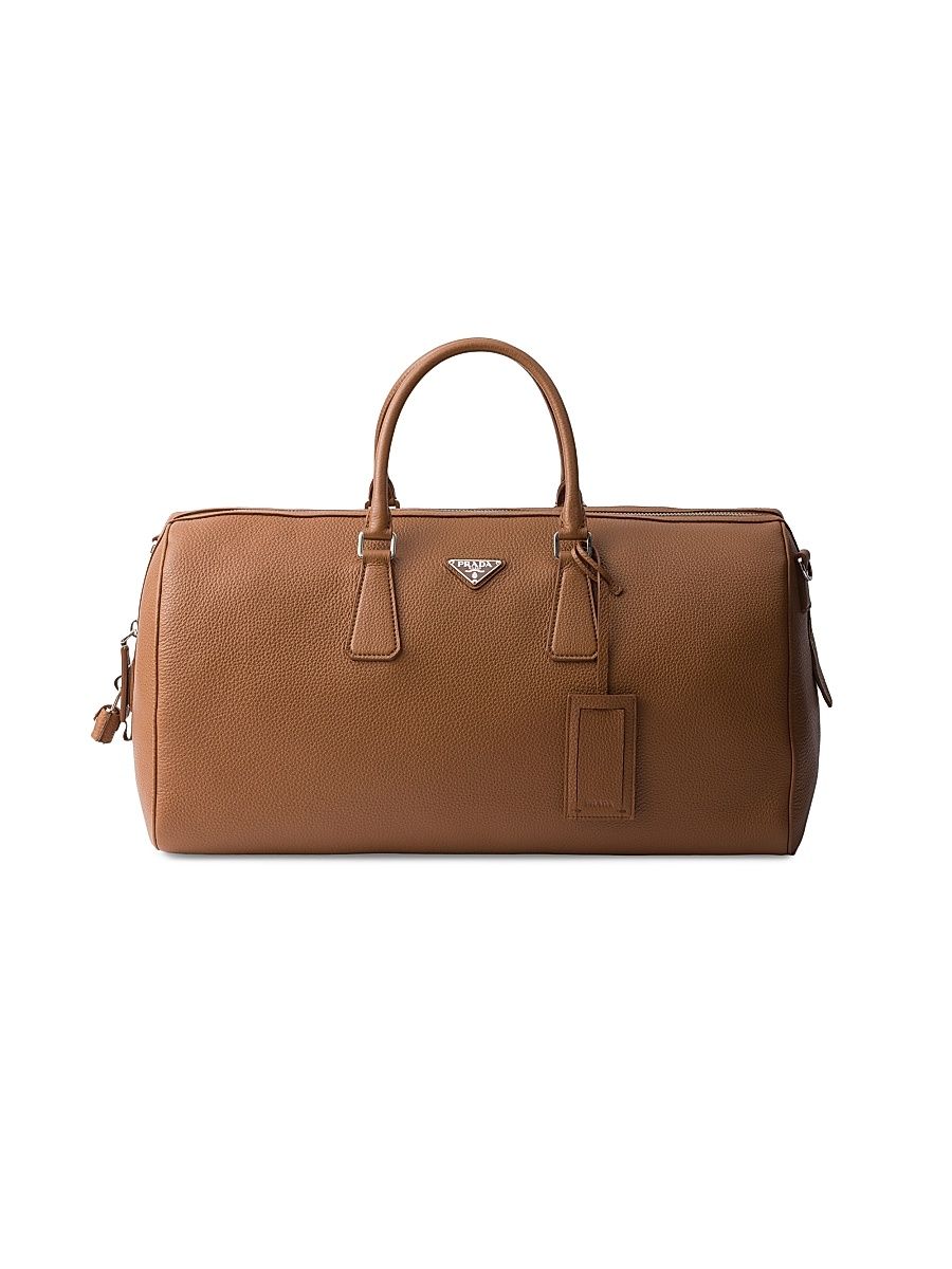 Men's Leather Duffel Bag - Brown