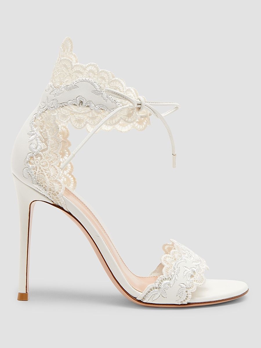 Women's Evie 105MM Lace & Leather Sandals - White - Size 12