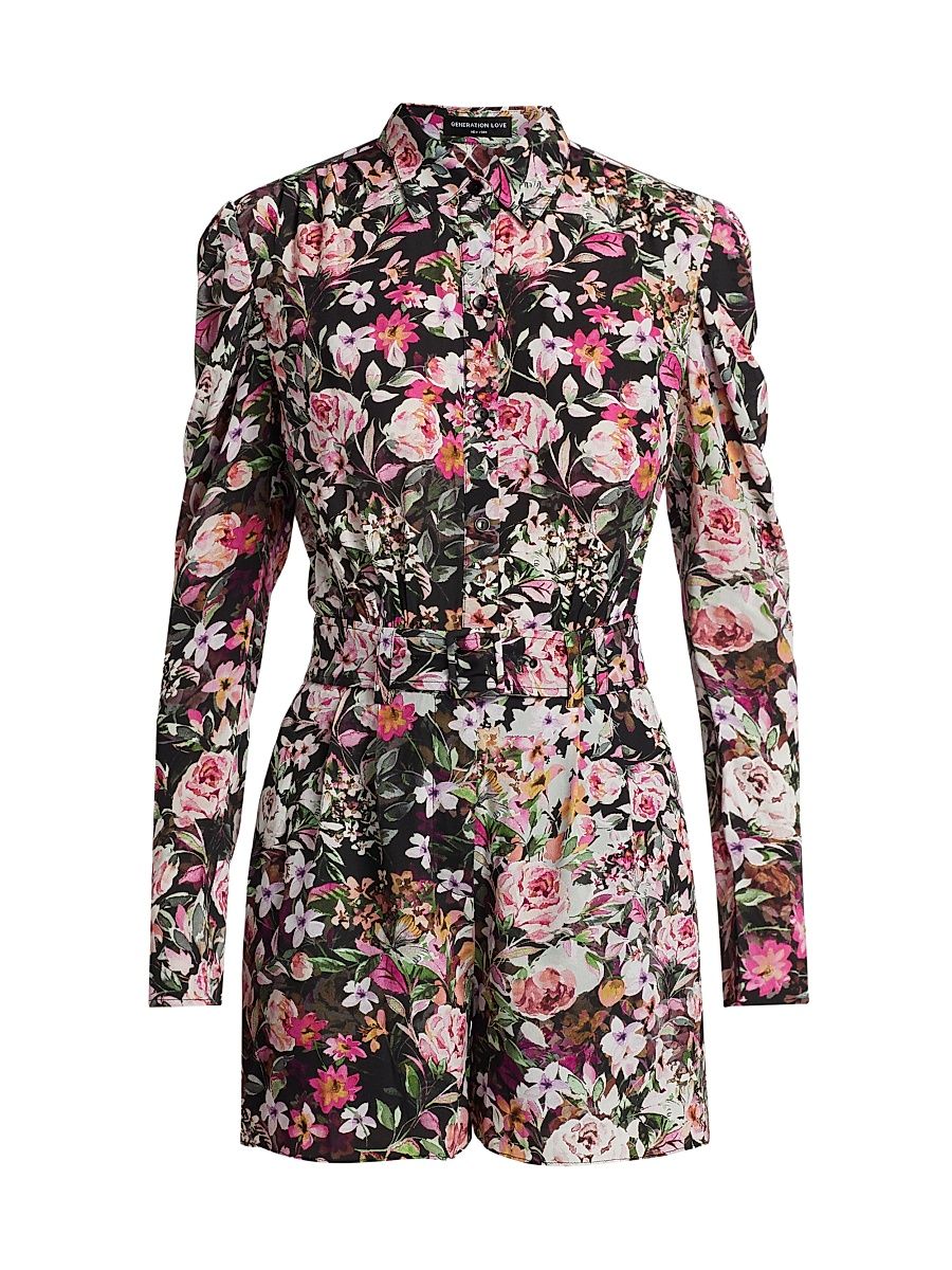 Women's Kaline Floral Romper - Zesty Floral Black Pink - Size 10