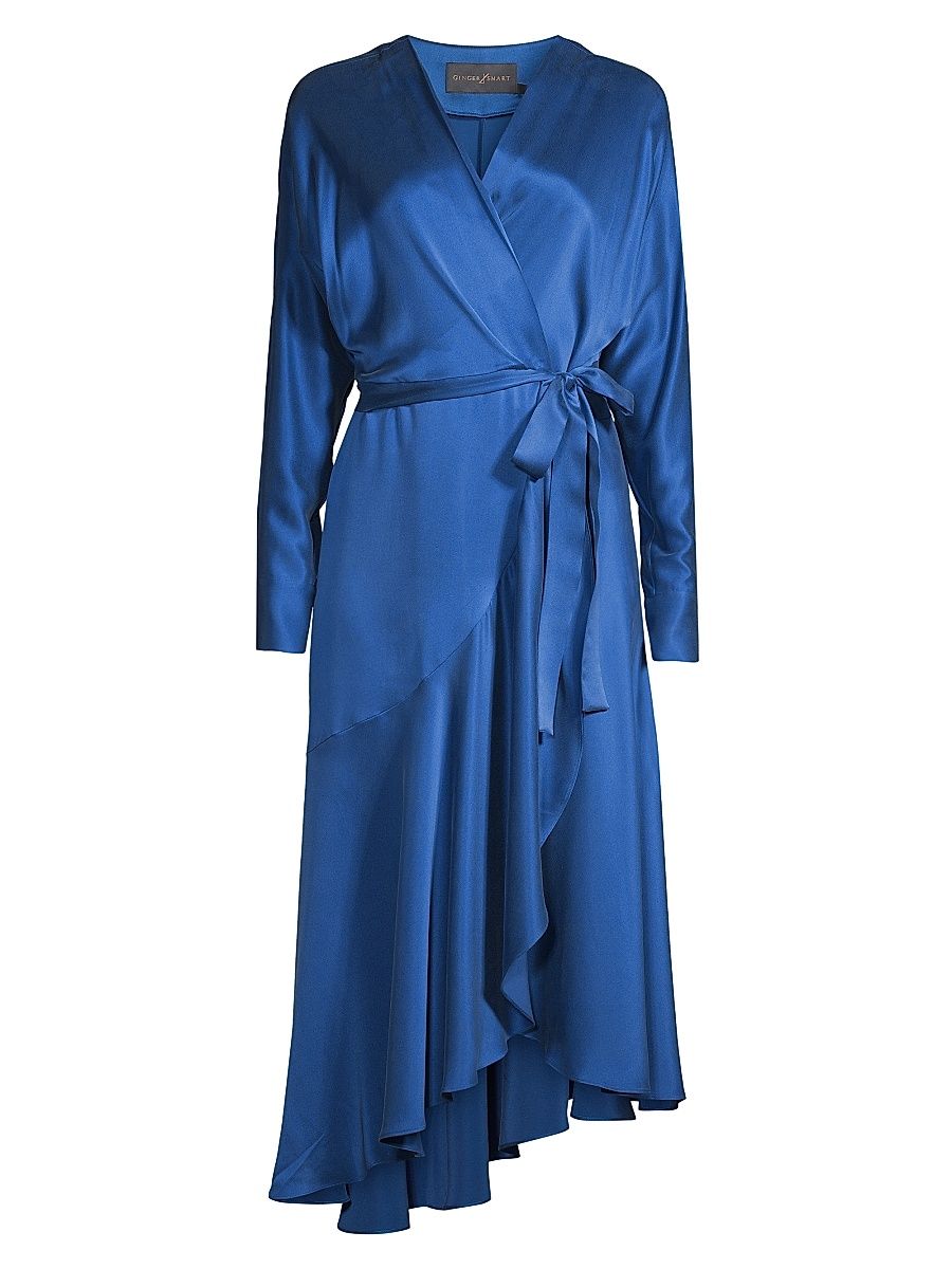 Women's Grace Silk Wrap Midi-Dress - Ultramarine - Size 6