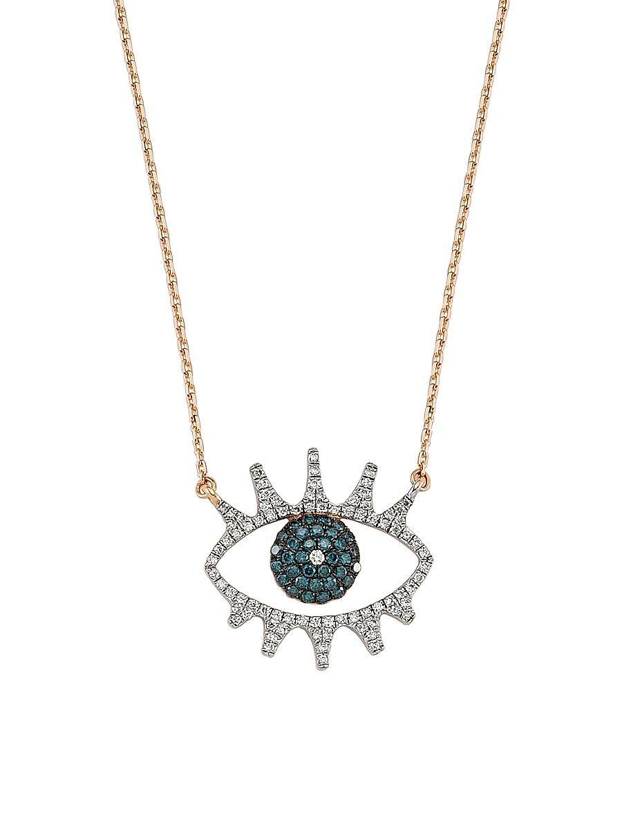 Women's Eye Light 14K Rose Gold & 0.33 TCW Diamond Pendant Necklace - Rose Gold