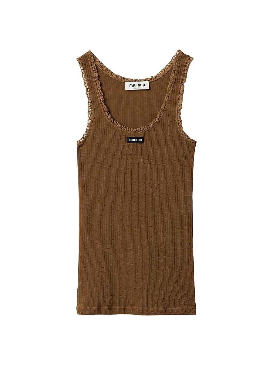 Women's Garment-Dyed Cotton Tank Top - Brown - Size Medium