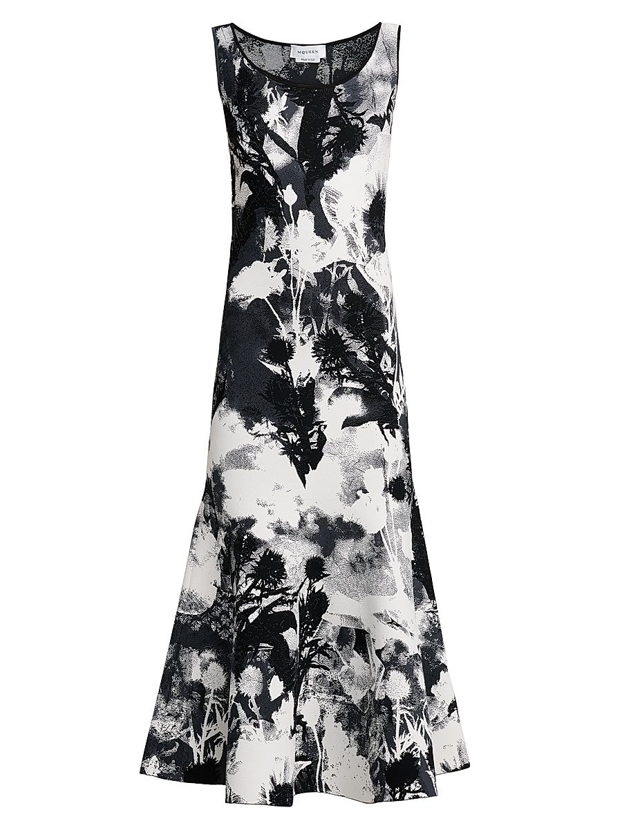 Women's London Flowers Jacquard Midi-Dress - White Mult - Size 10