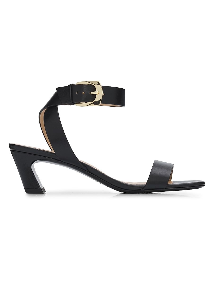 Women's Sai 50MM Leather Block-Heel Sandals - Black - Size 10