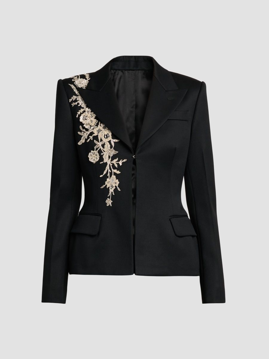 McQueen Women's Embellished Single-Breasted Jacket - Black - Size 4
