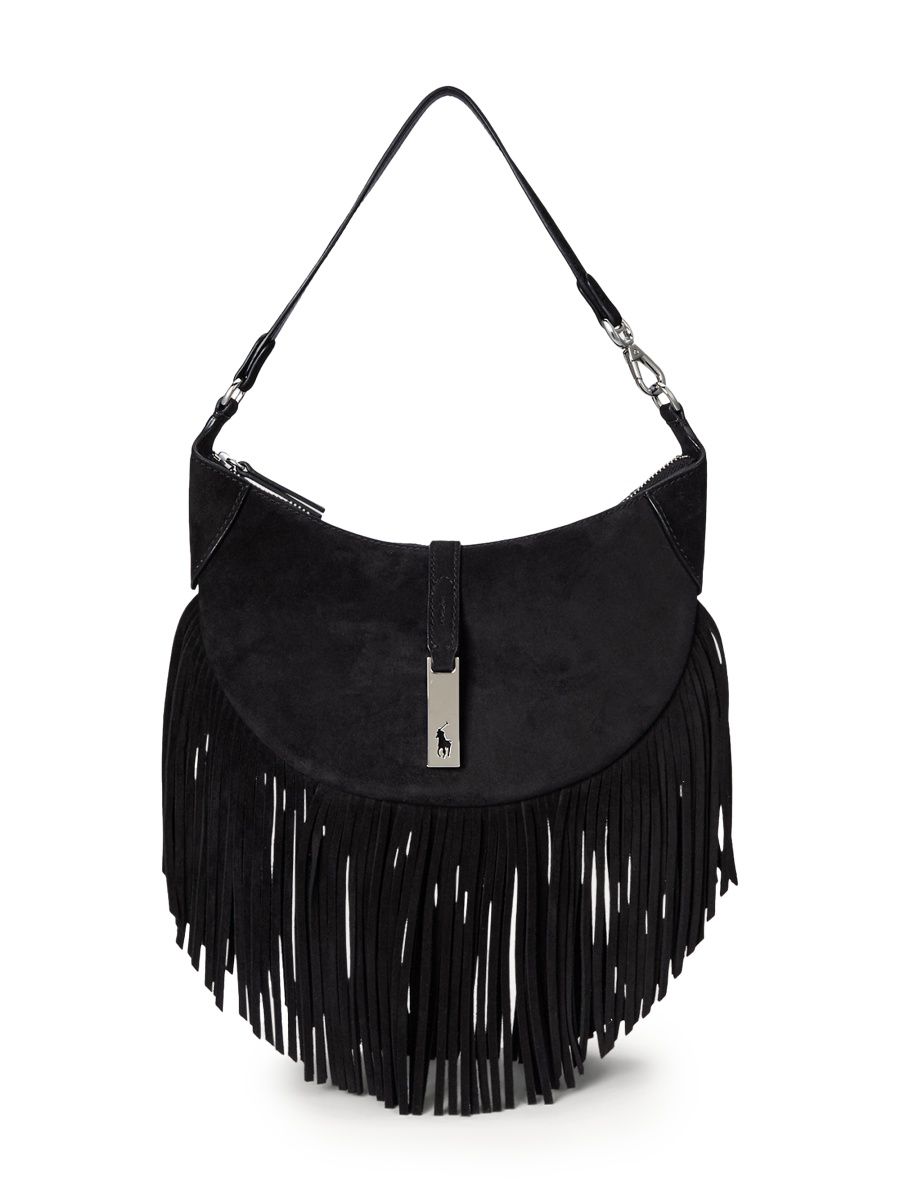 Polo Ralph Lauren Women's Mini Fringed Suede Saddle Bag - Black