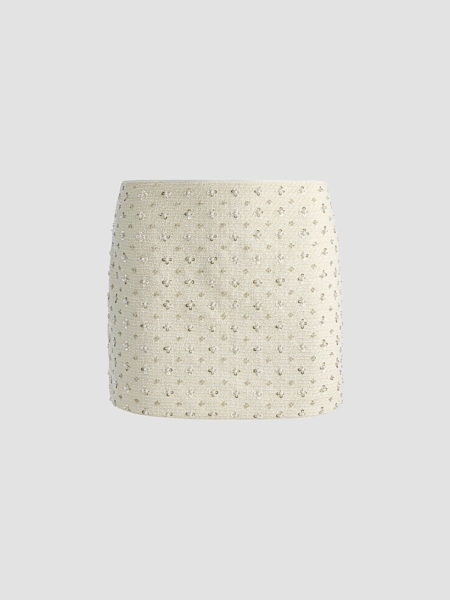 Women's Rubi Embellished Micro Skirt - Vanilla - Size 12