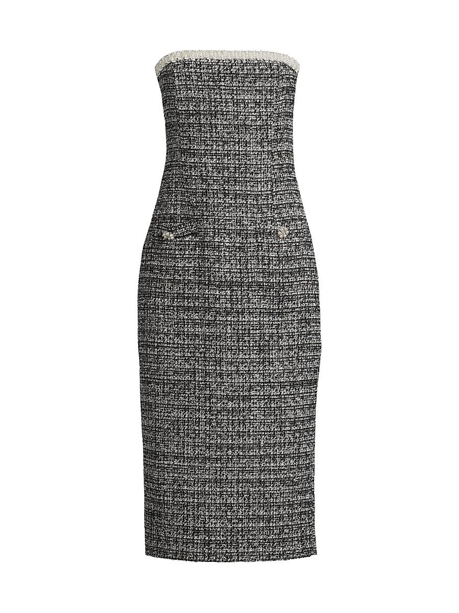 Women's Jules Tweed Strapless Dress - Black Multi - Size 12
