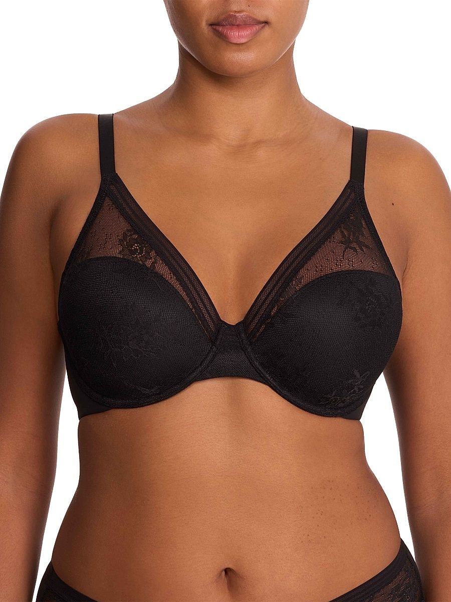 Women's Love Lace Full Coverage Plunge T-Shirt Bra - Black - Size 30DDD