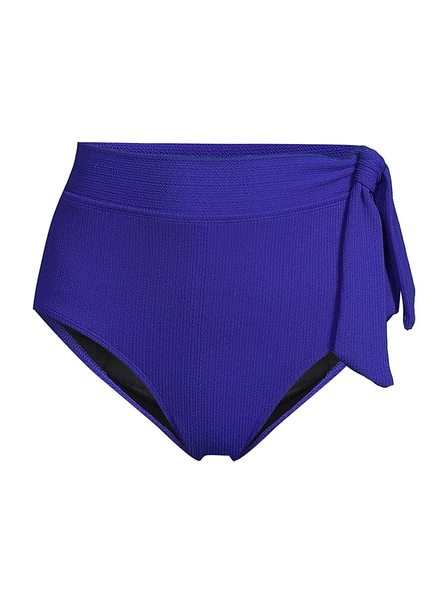 Women's Side Tie High-Waist Bikini Bottom - Iris Texture - Size Large