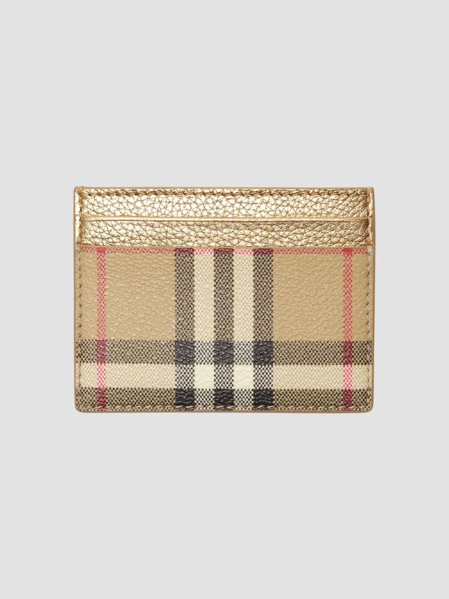 Burberry Women's Sandon Check Card Case - Archive Beige Gold