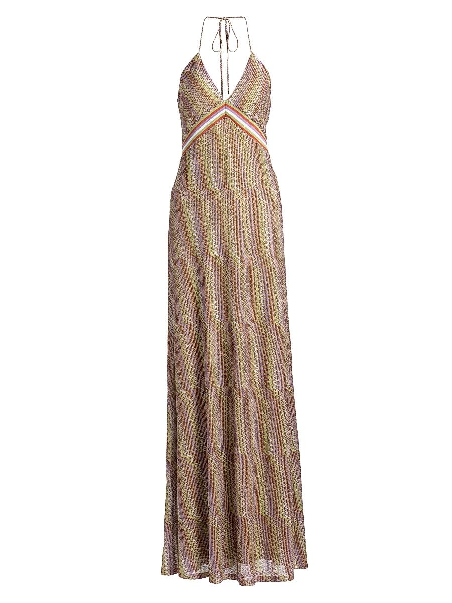 Women's Rosalind Metallic Weave Maxi Dress - Multi Lurex Knit - Size Large