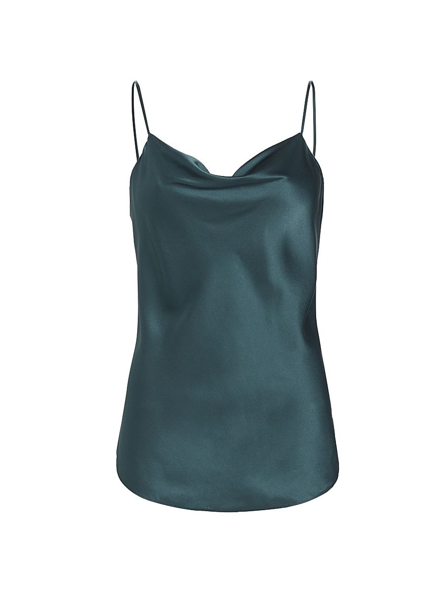 Women's Marta Silk Cowl-Neck Camisole - Onyx - Size Small