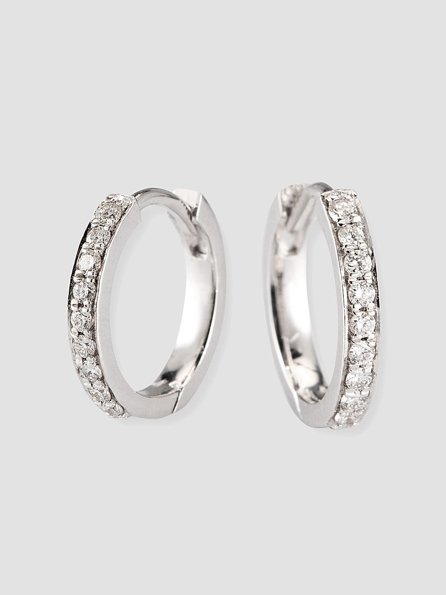 Women's Linear 18K White Gold & 0.27 TCW Diamond Huggie Earrings - White Gold