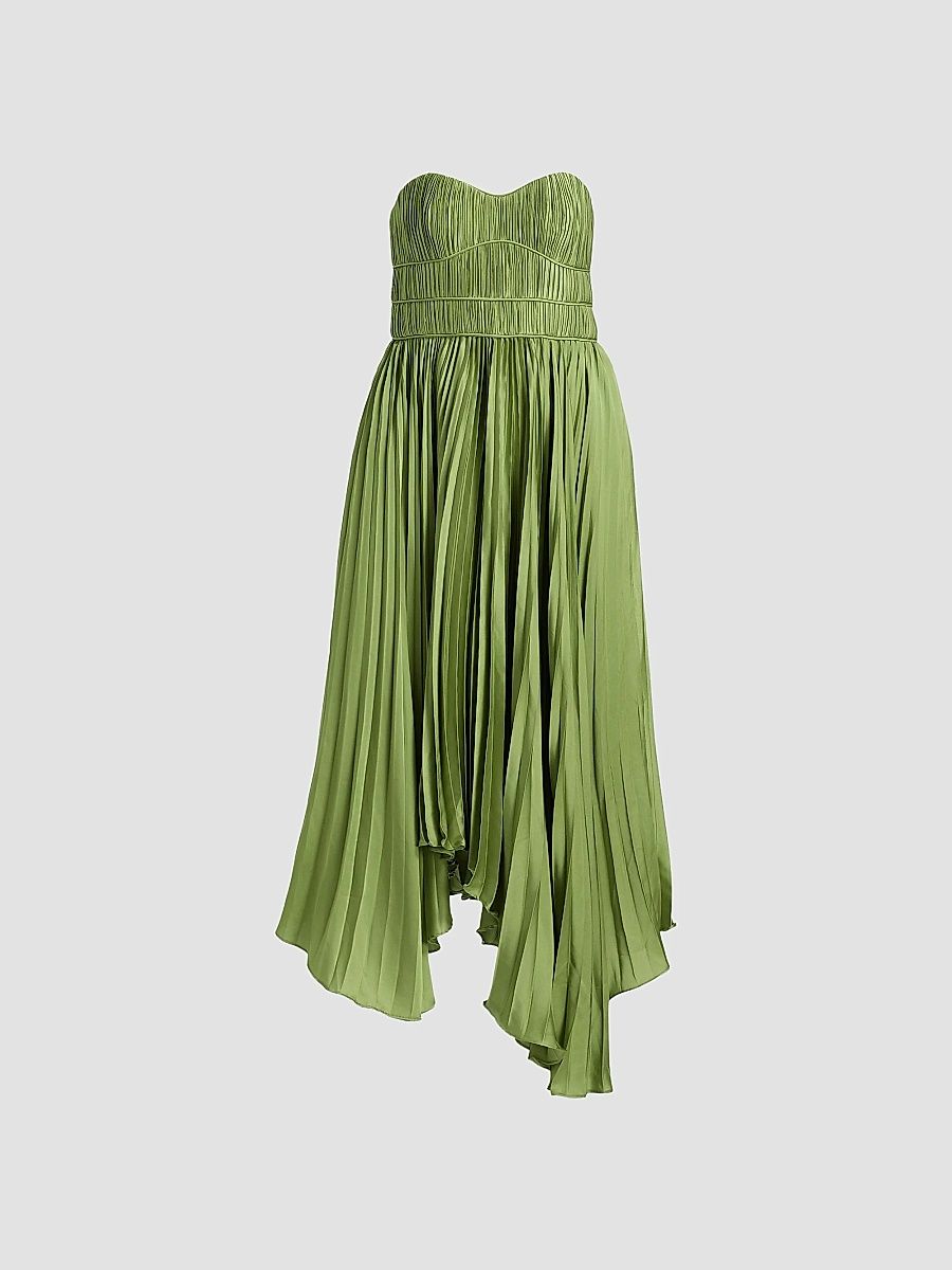 AMUR Women's Juliett Plissé Midi-Dress - Cove Fern - Size 14