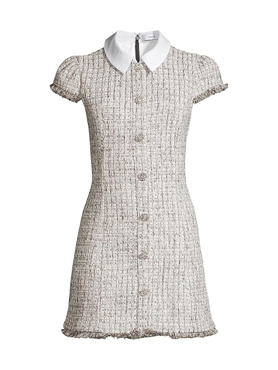 Women's Riello Cotton Tweed Minidress - Brown White - Size 12