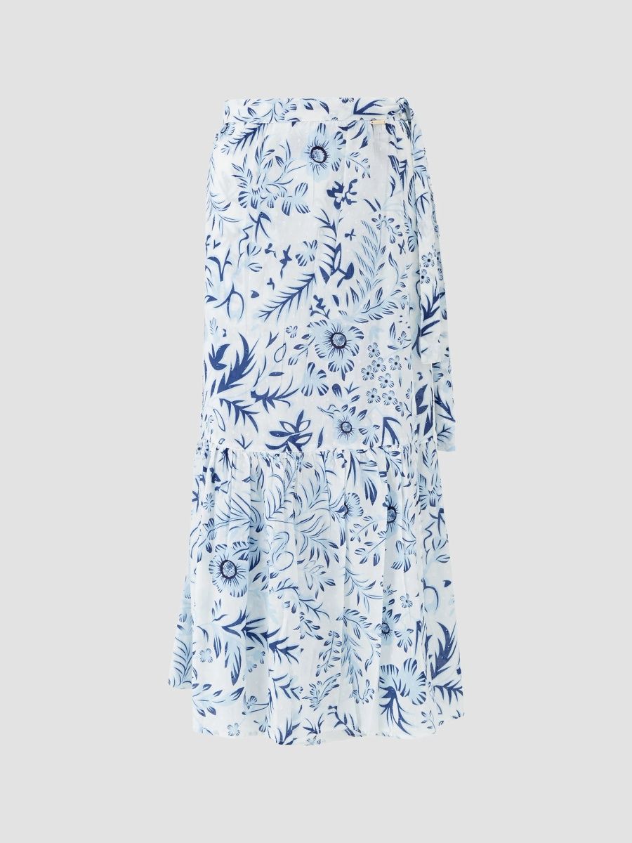 Melissa Odabash Women's Monroe Wrap Cover-Up Maxi Skirt - Jardin - Size Large