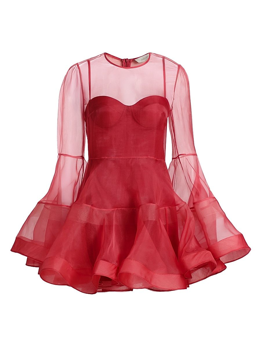 Women's Rebellion Lantern Silk Minidress - Red - Size 8