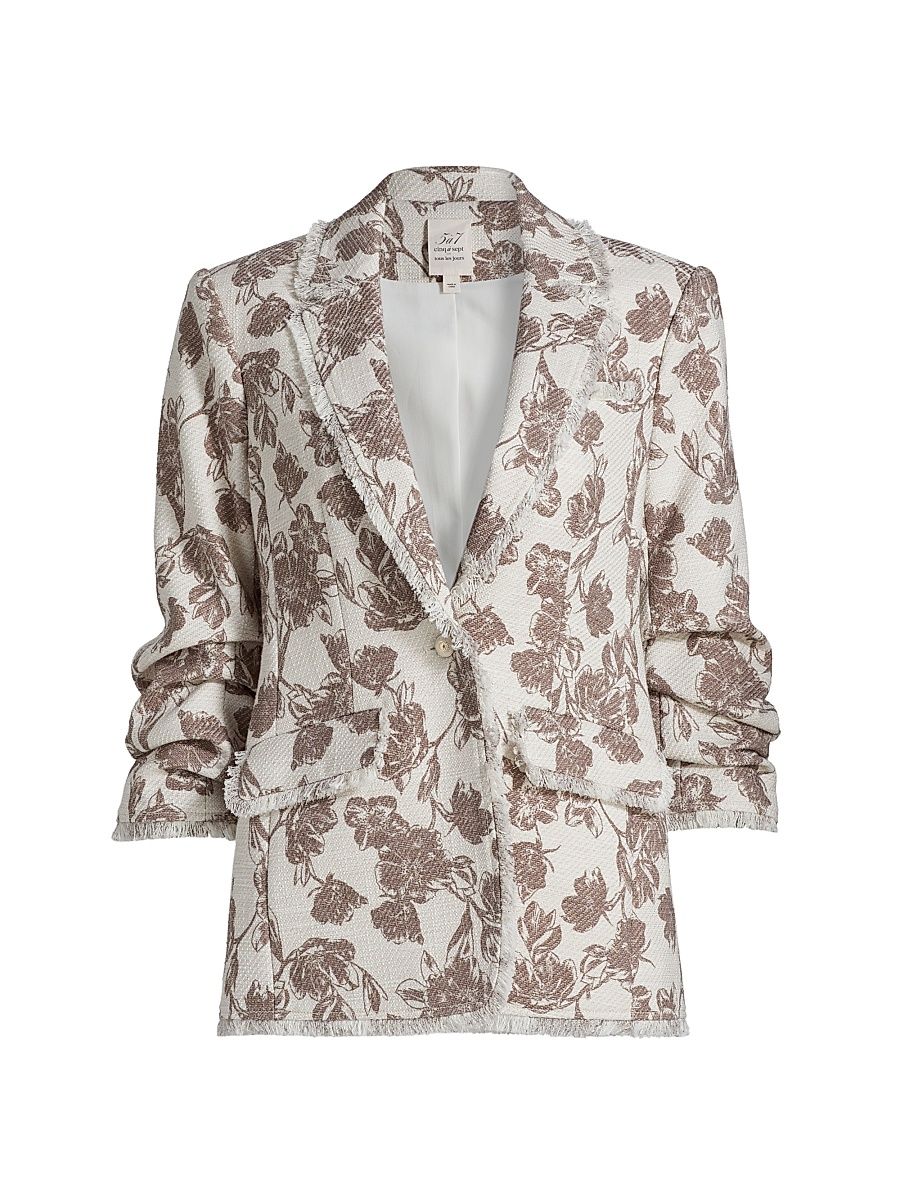 Women's Vivienne Khloe Floral Boucle Blazer - Ivory Walnut Grey - Size 6