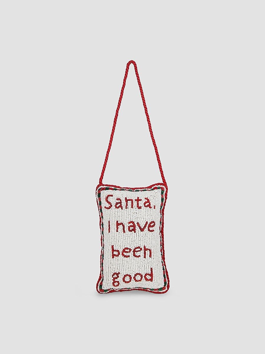 Santa, I Have Been Good Beaded Velvet Doorknocker