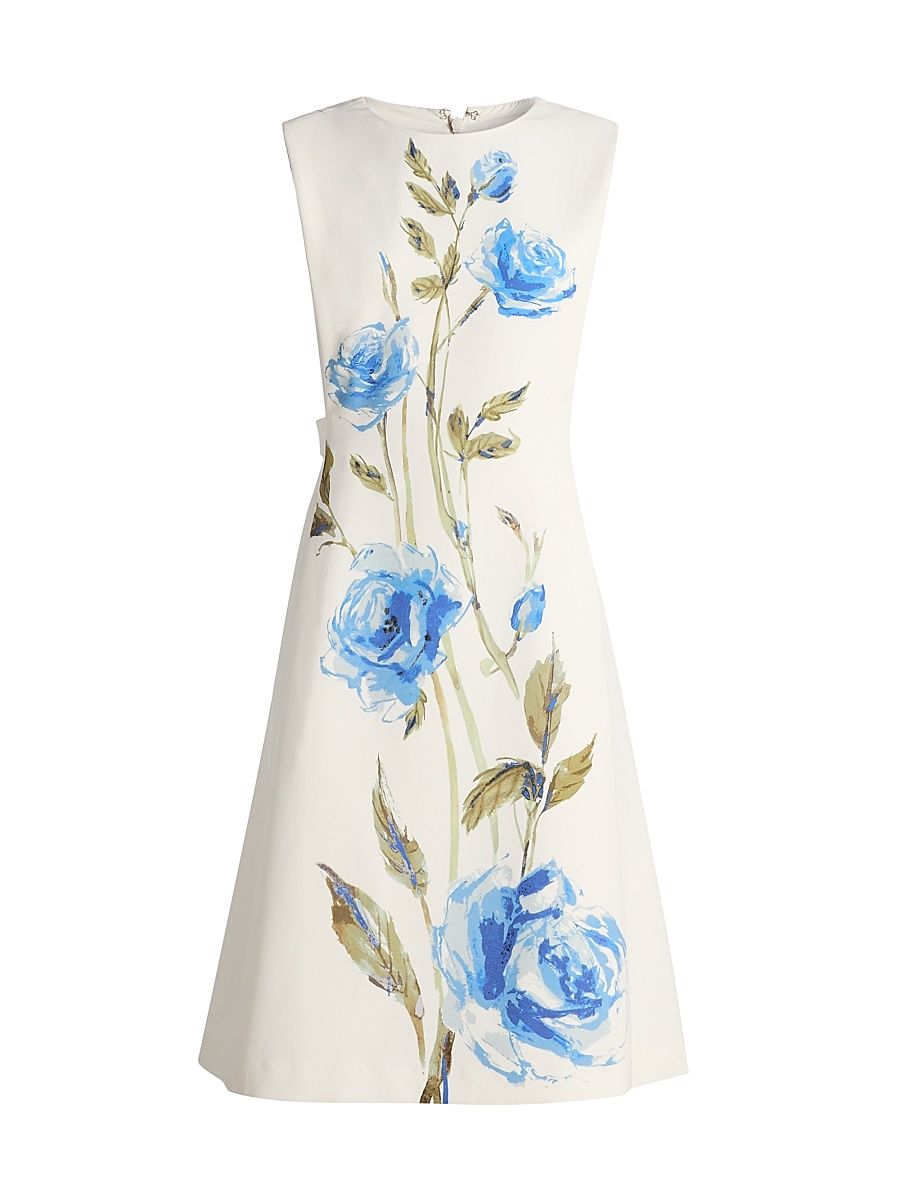 Women's Crepe Flower Print Minidress - Ivory Multi - Size 18