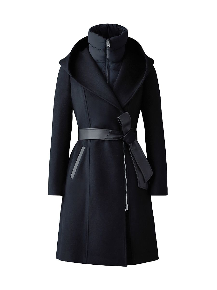 Women's Shia 2-In-1 Double-Face Wool Coat - Black - Size XS
