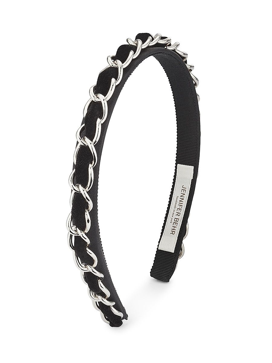 Women's Kason Satin Chain Headband - Black Silver