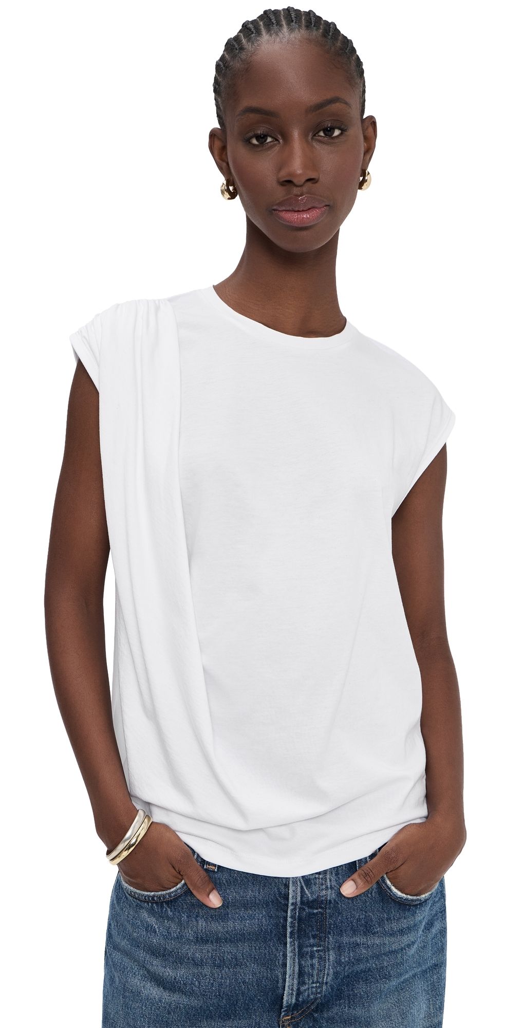 Vince Relaxed Drape Top Black L